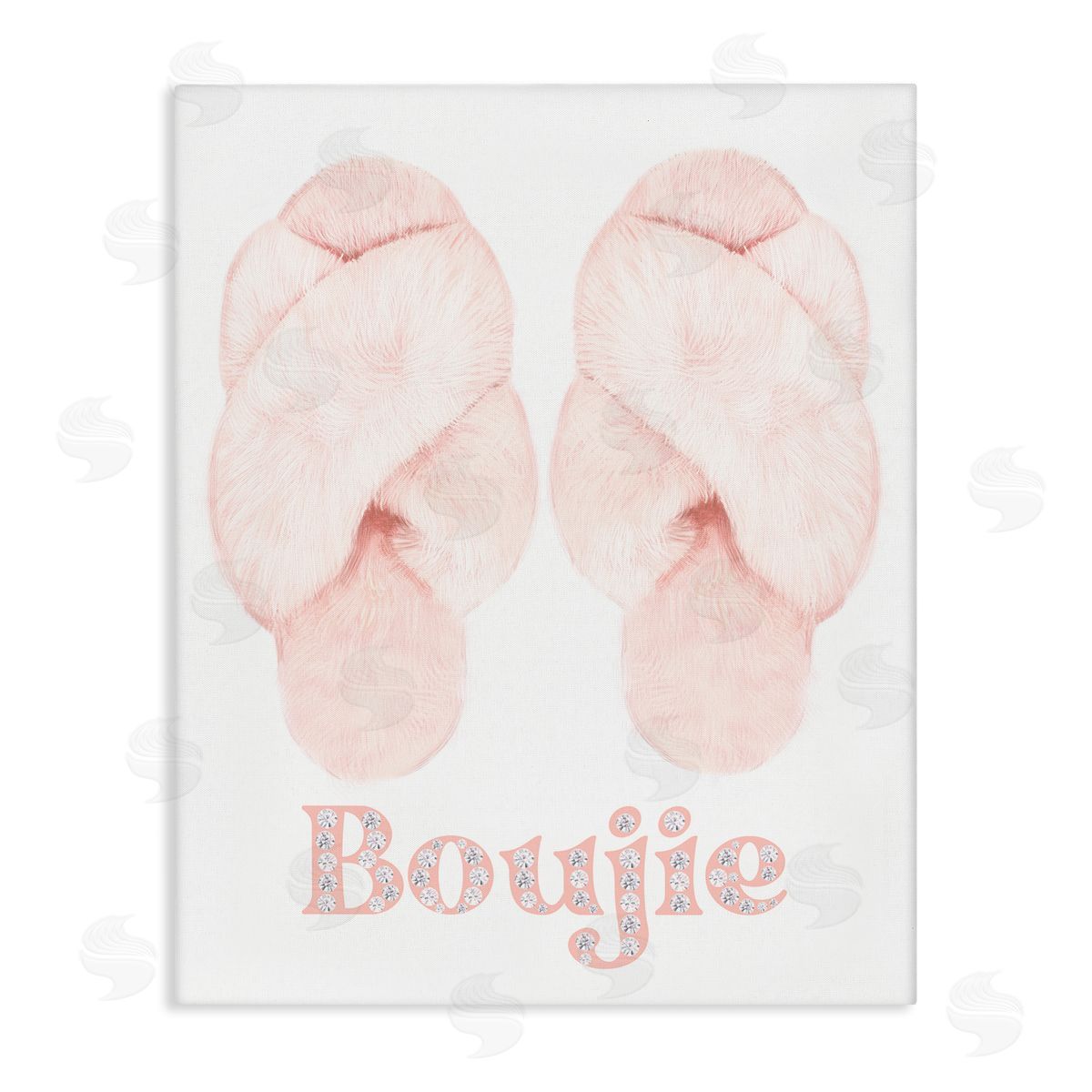Ziwei Li Chic Luxury Slippers Glam Boujie Fashion Text  Stretched Canvas Wall Art Print