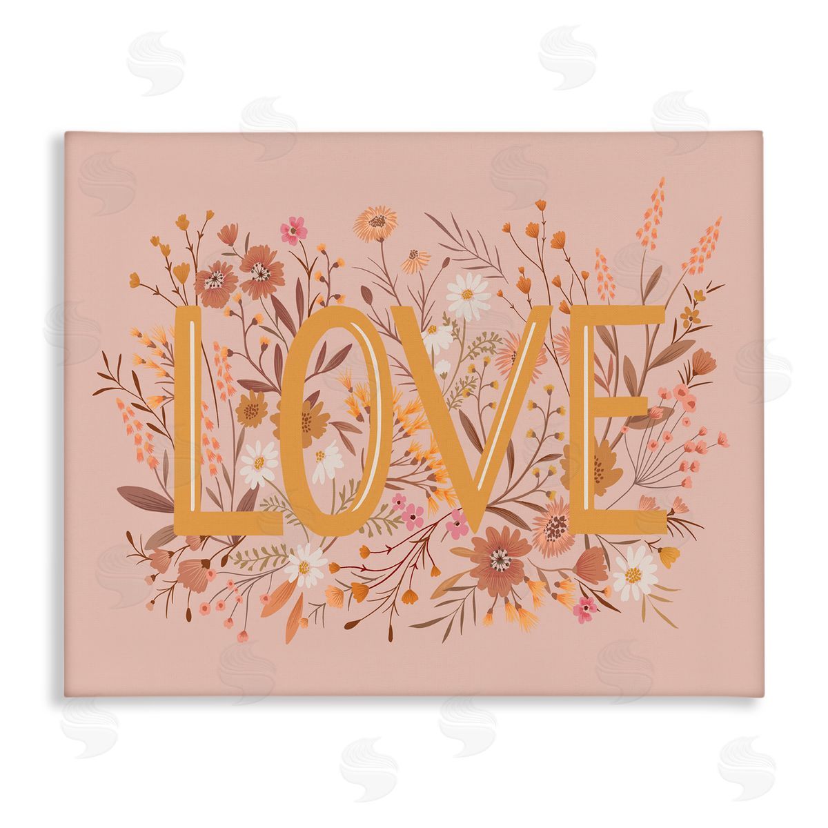 Heather McLaughlin Botanical Love Typography Delicate Floral Details  Stretched Canvas Wall Art Print