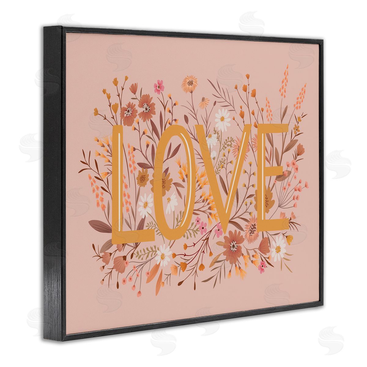 Heather McLaughlin Botanical Love Typography Delicate Floral Details  Black Framed Giclee Wall Art Print