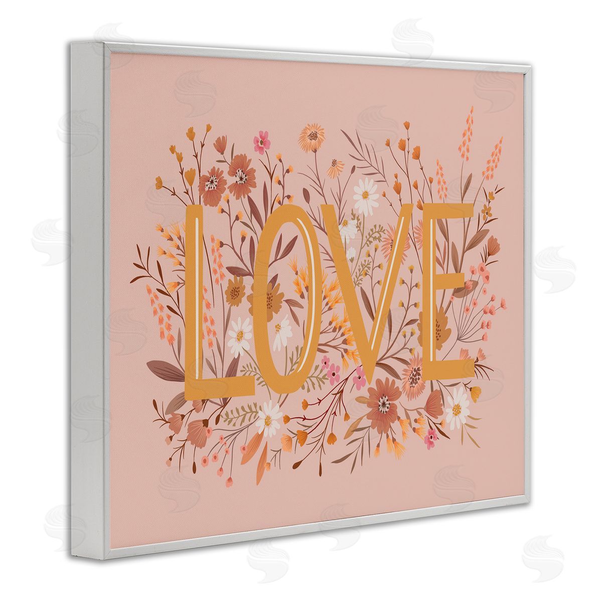 Heather McLaughlin Botanical Love Typography Delicate Floral Details  White Framed Giclee Wall Art Print