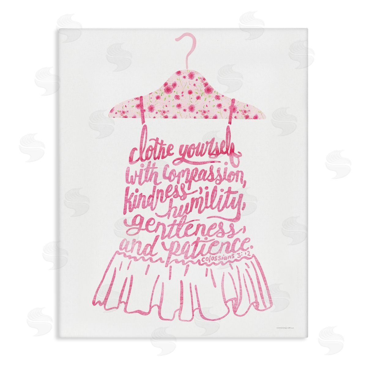 Kamdon Kreations Pink Stylish Uplifting Quote Religious Verse Calligraphy Stretched Canvas Wall Art Print