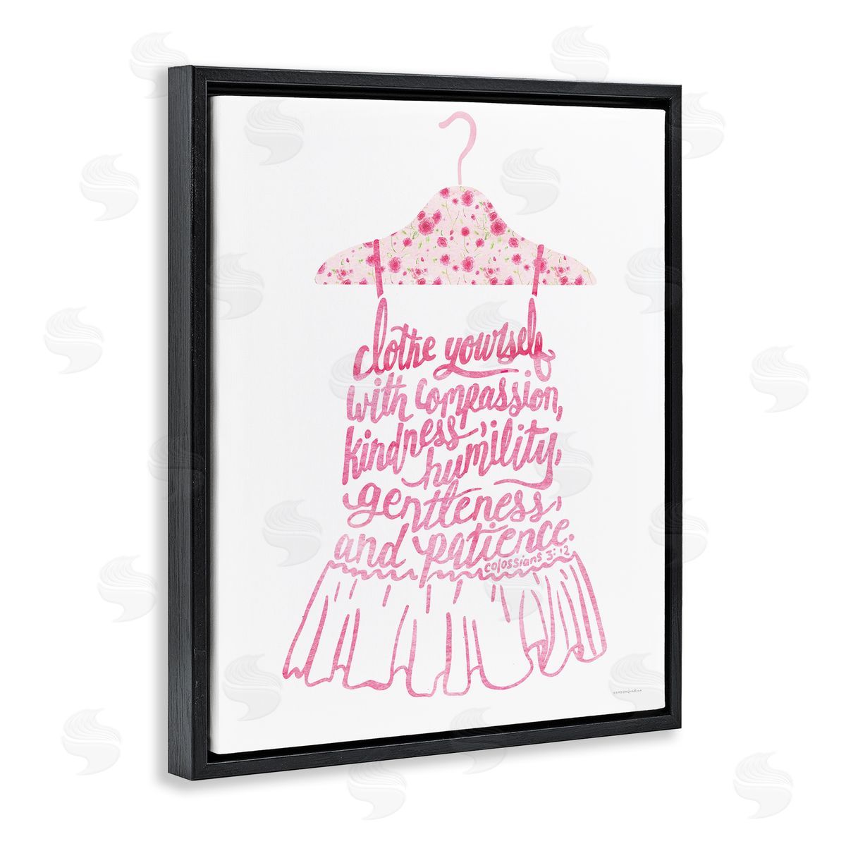 Kamdon Kreations Pink Stylish Uplifting Quote Religious Verse Calligraphy Black Floating Frame Canvas Wall Art Print