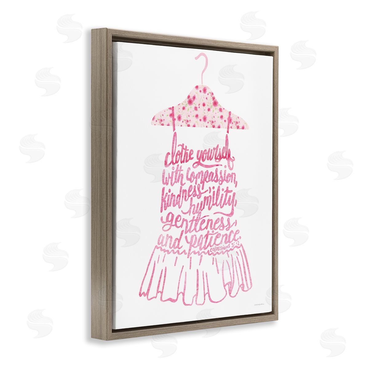 Kamdon Kreations Pink Stylish Uplifting Quote Religious Verse Calligraphy Brown Floating Frame Canvas Wall Art Print