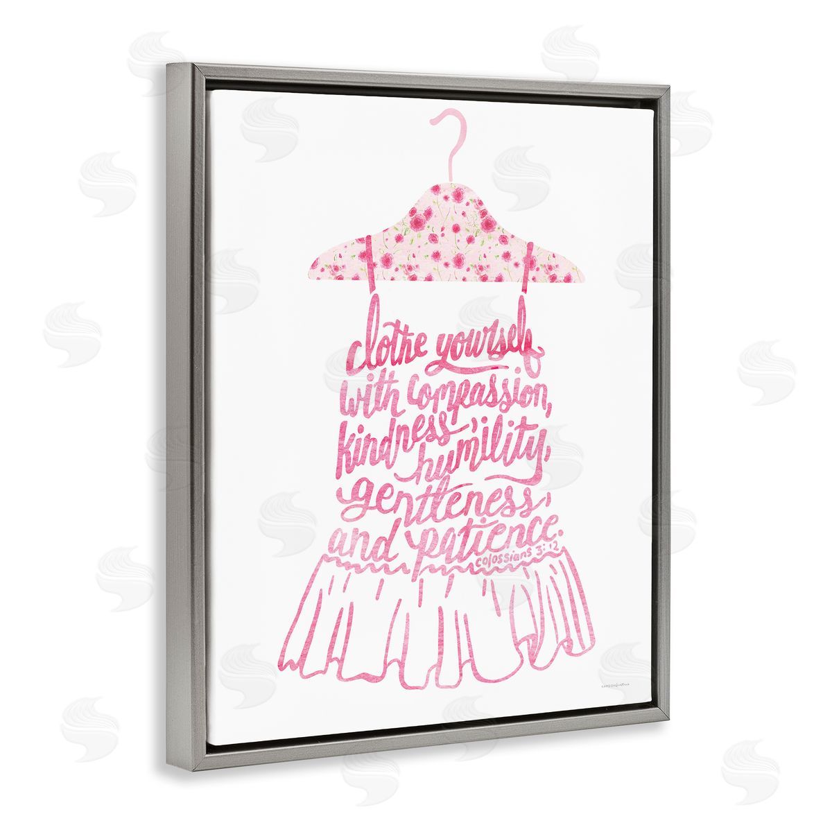 Kamdon Kreations Pink Stylish Uplifting Quote Religious Verse Calligraphy Gray Floating Frame Canvas Wall Art Print