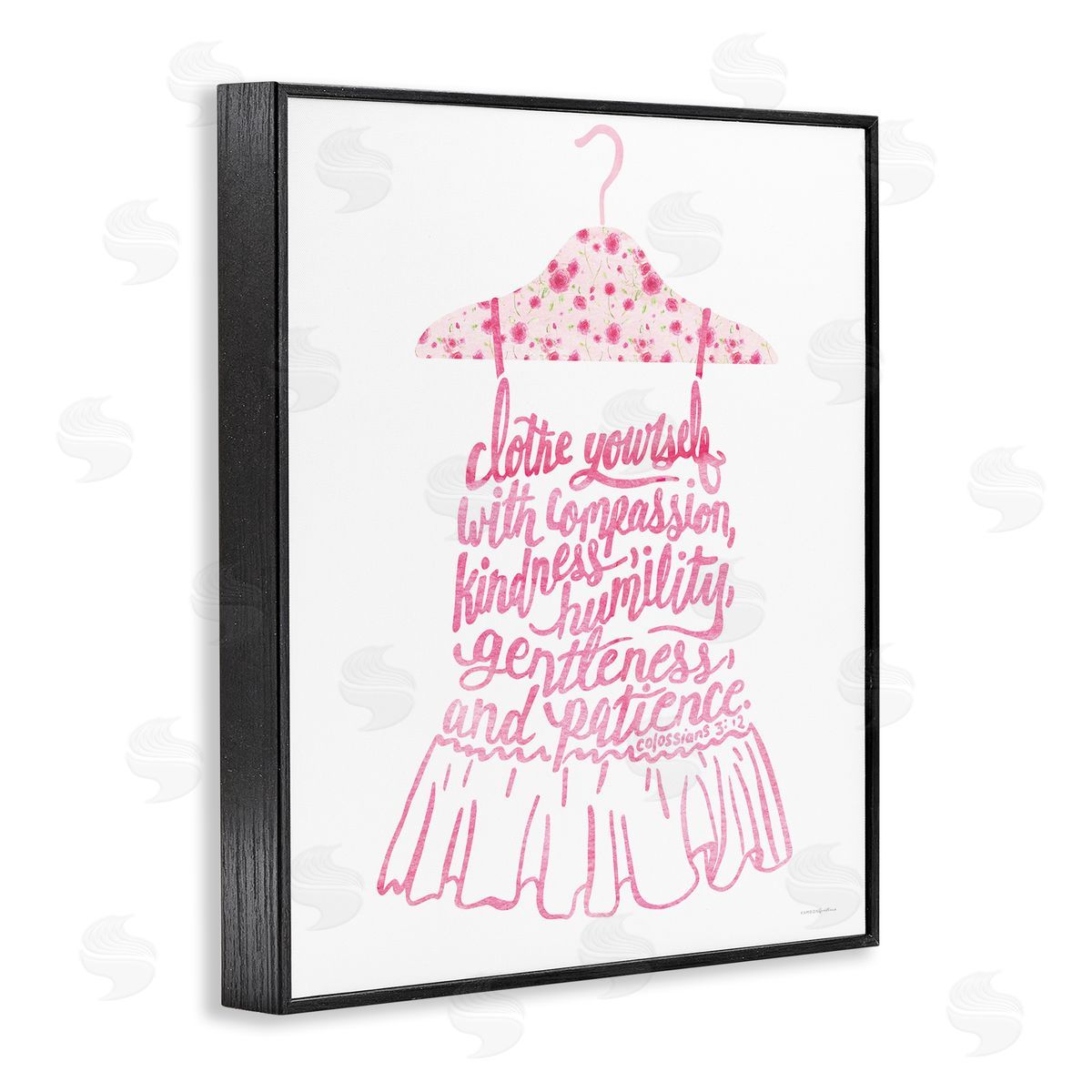 Kamdon Kreations Pink Stylish Uplifting Quote Religious Verse Calligraphy Black Framed Giclee Wall Art Print
