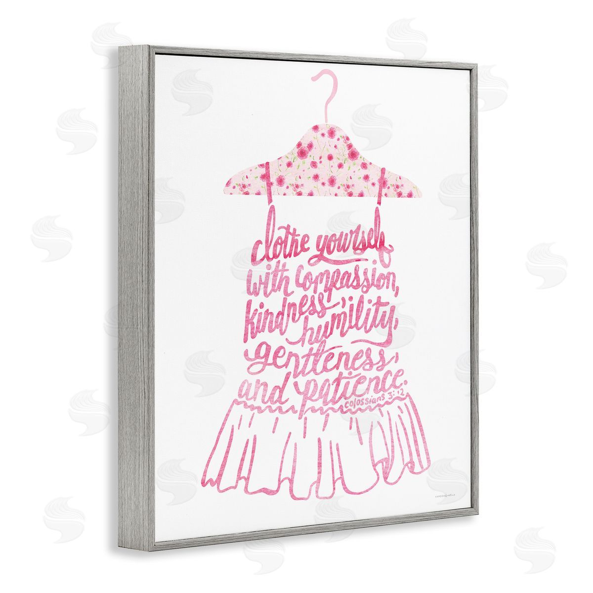 Kamdon Kreations Pink Stylish Uplifting Quote Religious Verse Calligraphy Gray Framed Giclee Wall Art Print