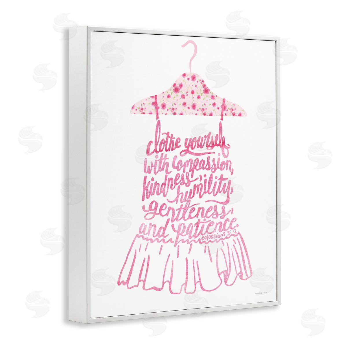 Kamdon Kreations Pink Stylish Uplifting Quote Religious Verse Calligraphy White Framed Giclee Wall Art Print