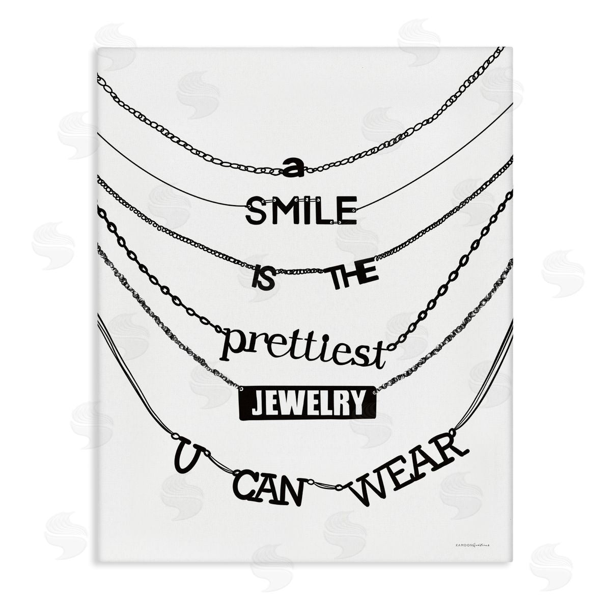 Kamdon Kreations Smile Glam Quote Chic Necklace Varied Text  Stretched Canvas Wall Art Print