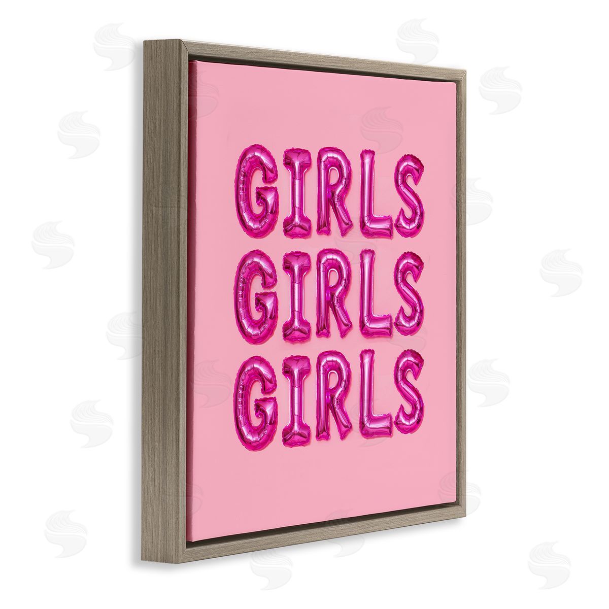LISH Creative Pink Girls Balloon Letters Bold Stylish Typography  Brown Floating Frame Canvas Wall Art Print