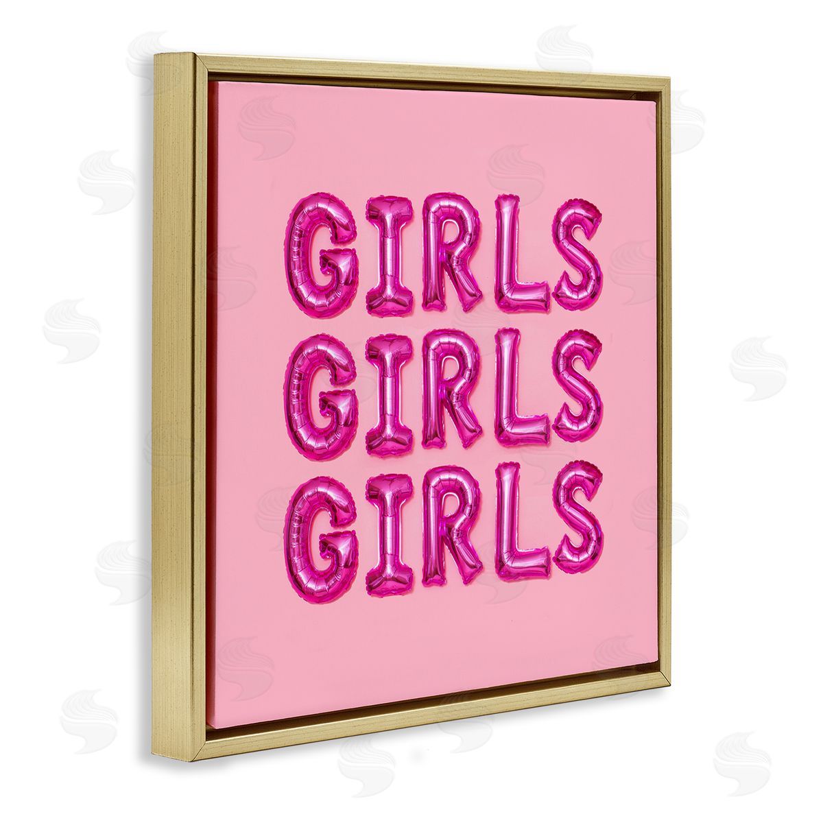 LISH Creative Pink Girls Balloon Letters Bold Stylish Typography  Gold Floating Frame Canvas Wall Art Print