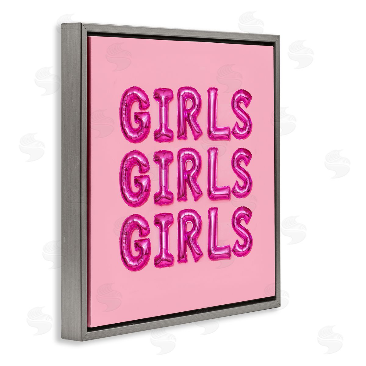 LISH Creative Pink Girls Balloon Letters Bold Stylish Typography  Gray Floating Frame Canvas Wall Art Print