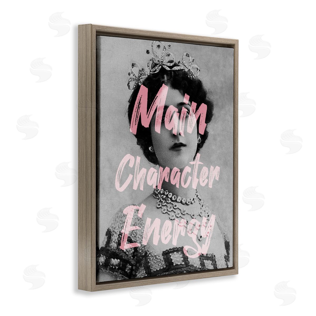 Stupell Studio Main Character Energy Trendy Pink Vintage Photography  Brown Floating Frame Canvas Wall Art Print