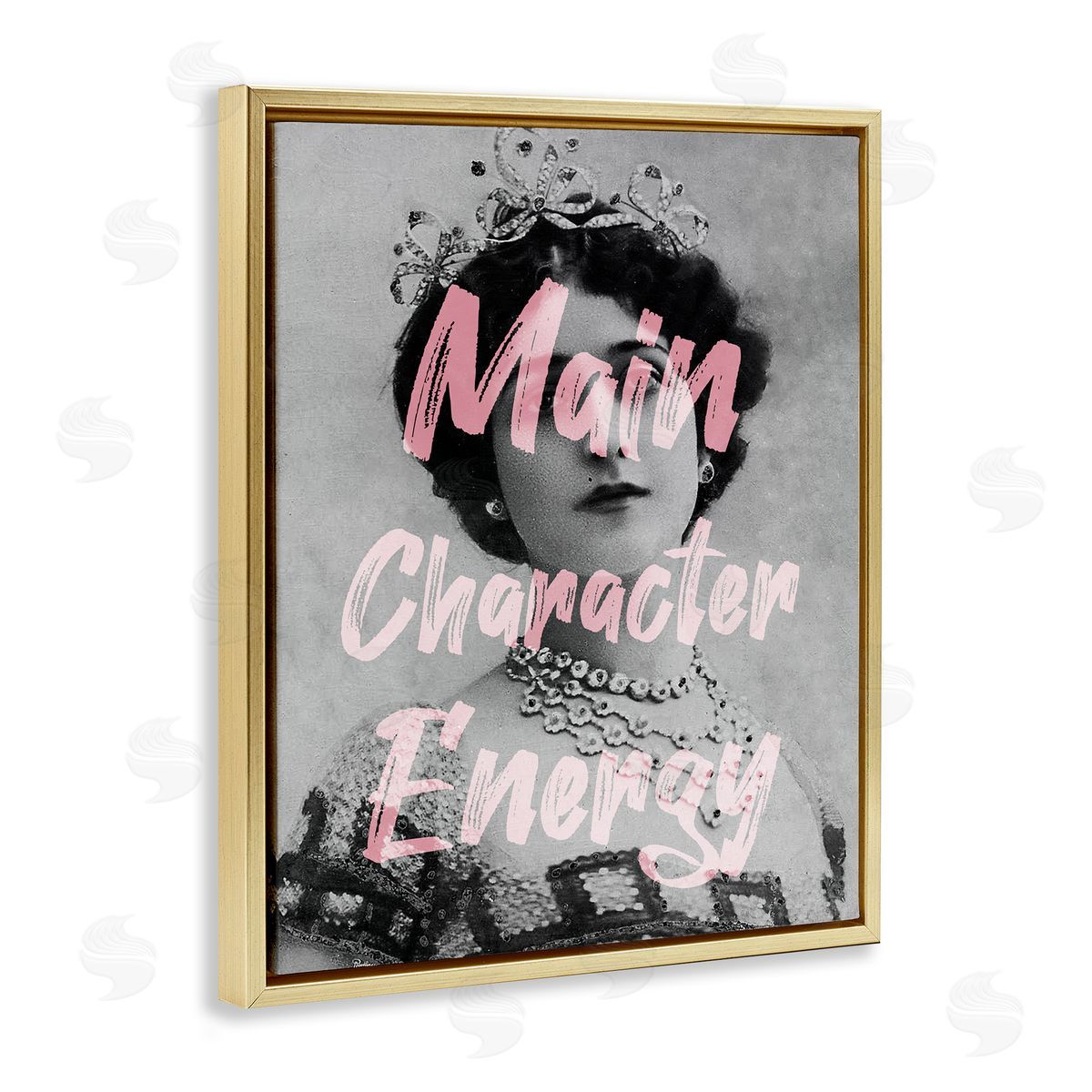 Stupell Studio Main Character Energy Trendy Pink Vintage Photography  Gold Floating Frame Canvas Wall Art Print