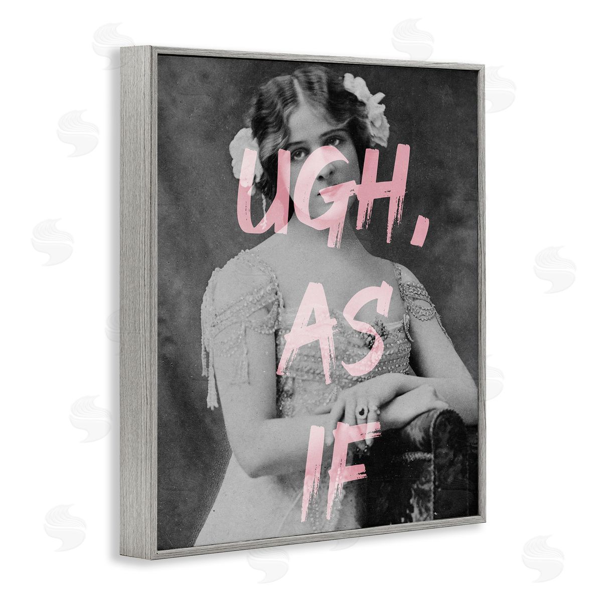 Stupell Studio Ugh As If Vintage Woman Photo Chic Pink Typography  Gray Framed Giclee Wall Art Print