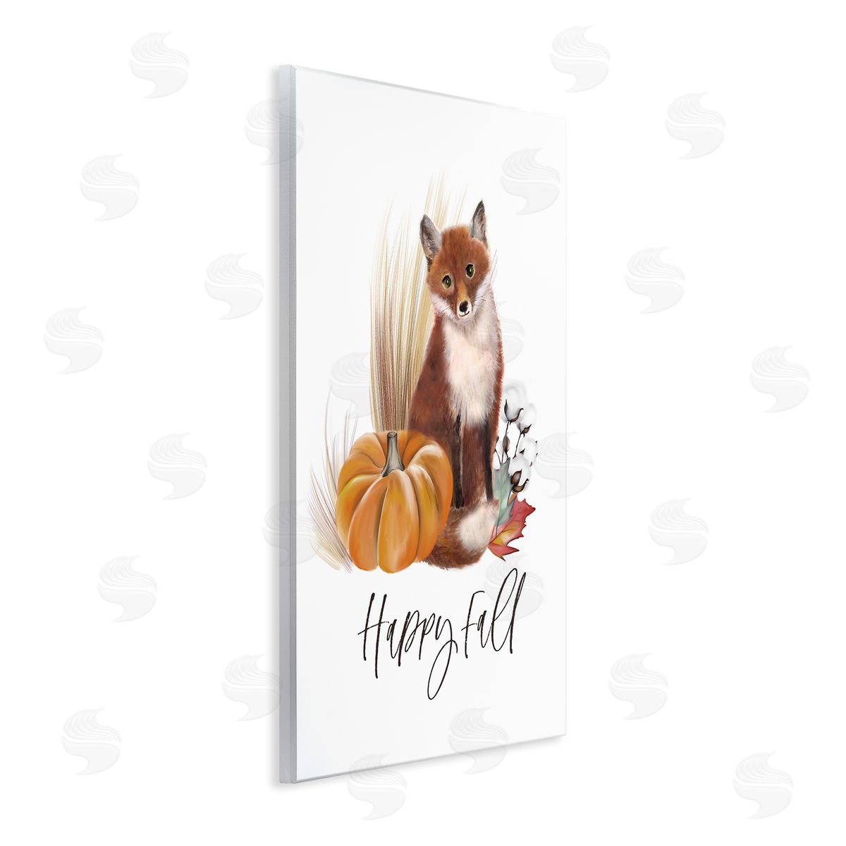 Studio Q Happy Fall Scenic Autumn Fox Pumpkin Botanicals  Wall Plaque Art Print