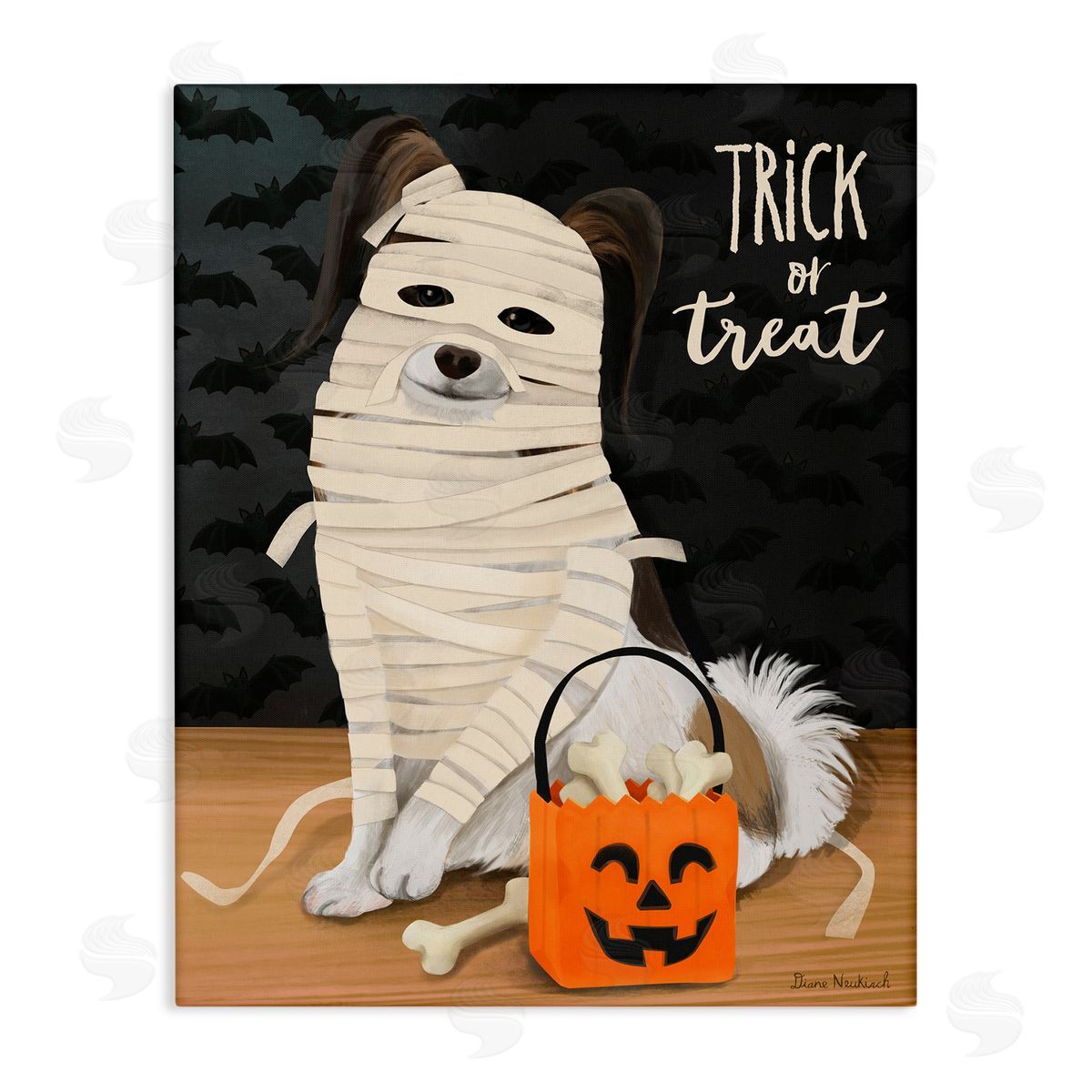 stupell industries Diane Neukirch | Dog Wearing Mummy Costume Wall Art