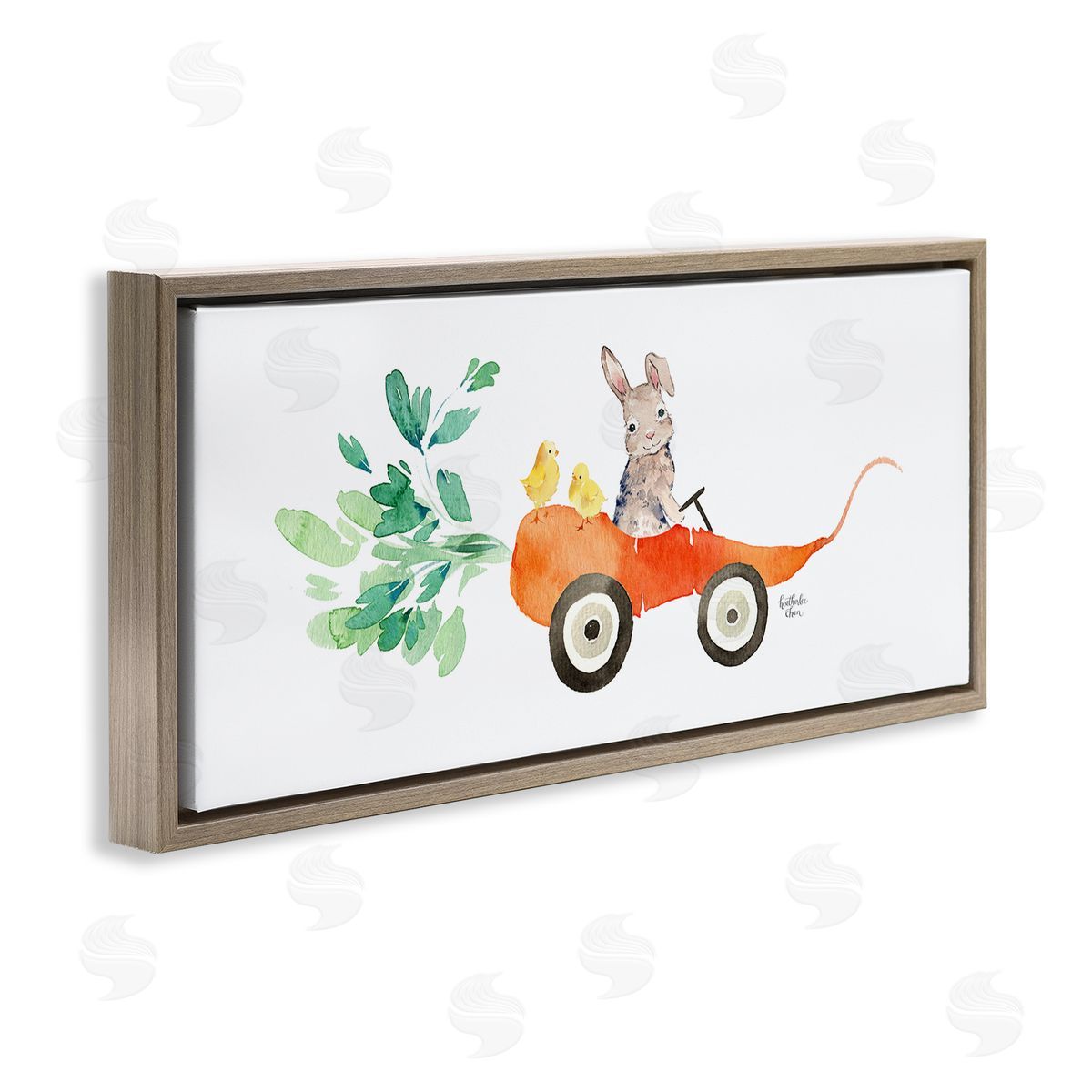 Heather Lee Chan Spring Rabbit Chicks Riding Seasonal Carrot Wagon 