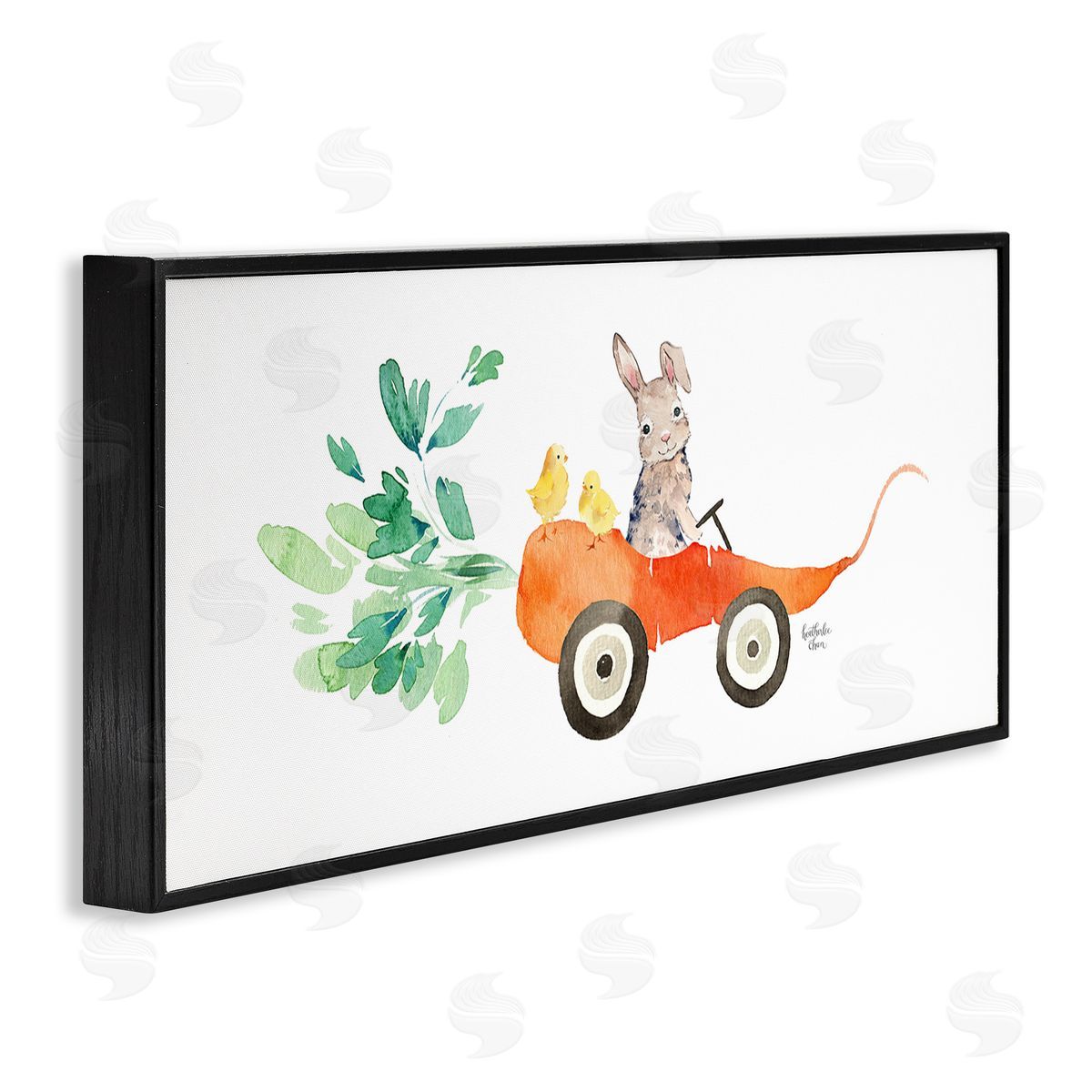 Heather Lee Chan Spring Rabbit Chicks Riding Seasonal Carrot Wagon 
