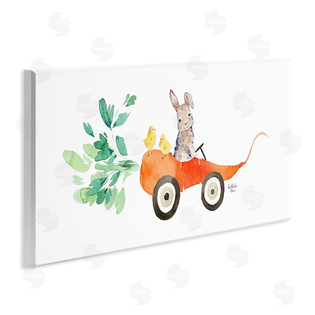 Heather Lee Chan Spring Rabbit Chicks Riding Seasonal Carrot Wagon 