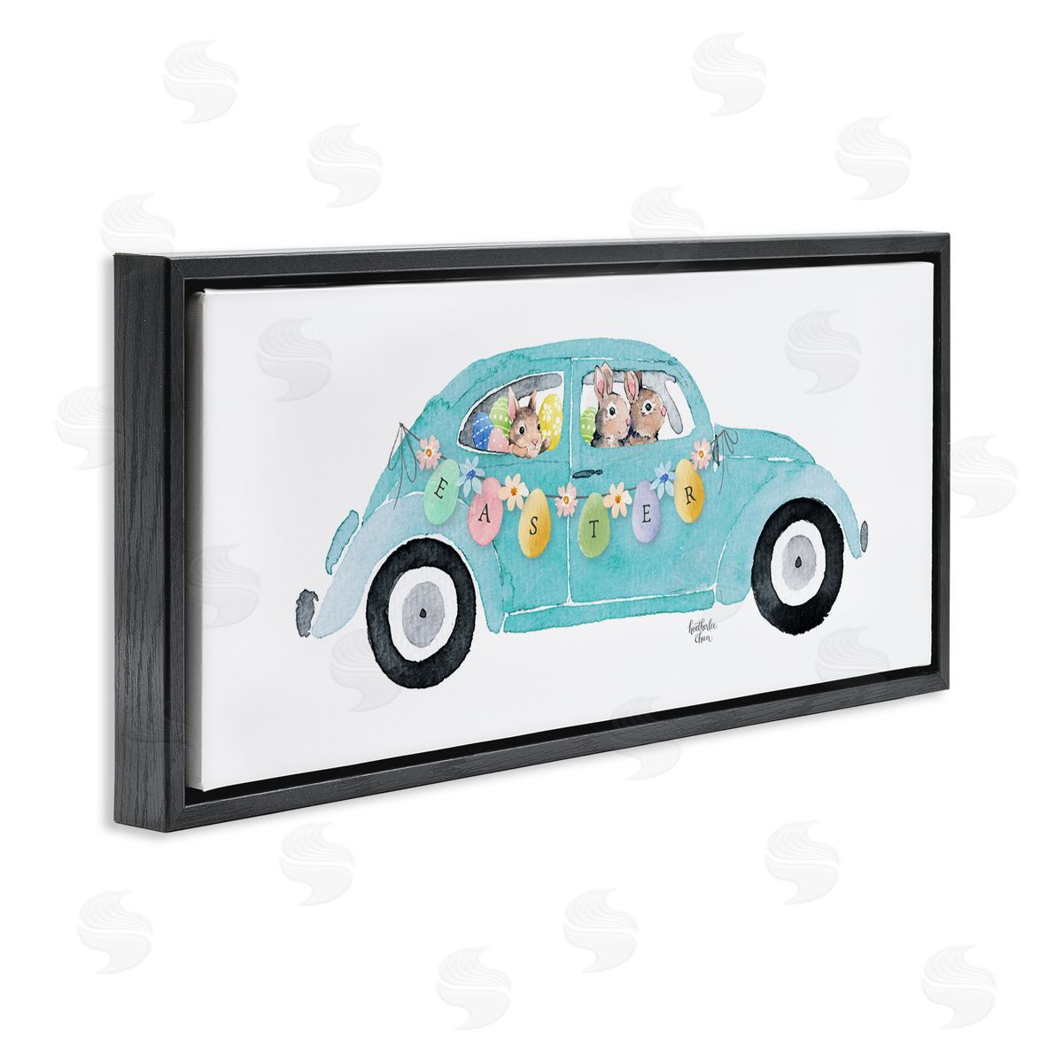Heather Lee Chan Decorated Easter Car Bunnies Floral Pattern Banner 