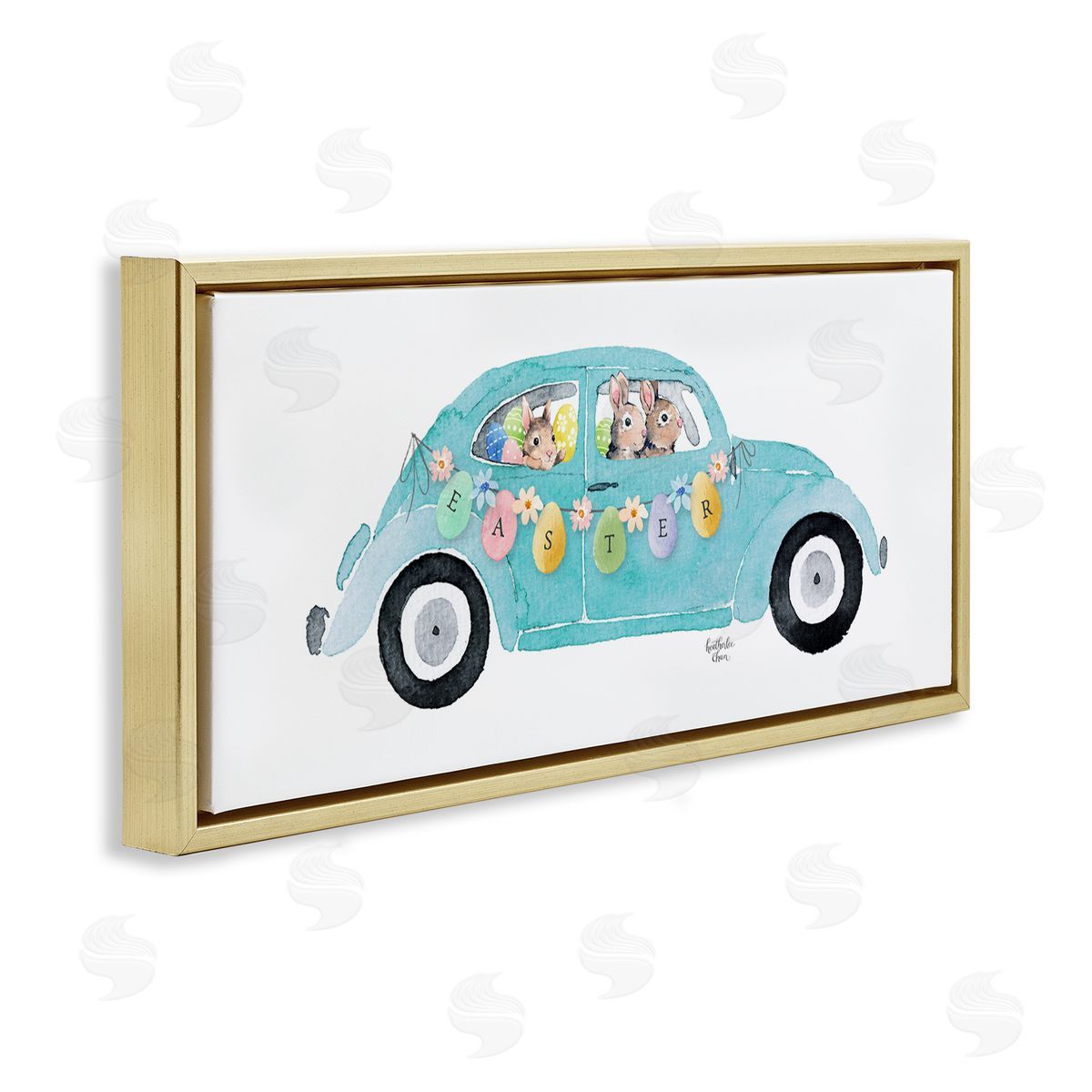 Heather Lee Chan Decorated Easter Car Bunnies Floral Pattern Banner 