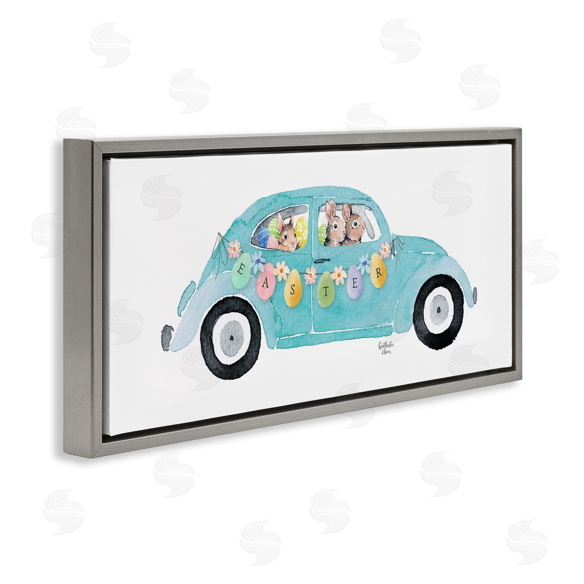 Heather Lee Chan Decorated Easter Car Bunnies Floral Pattern Banner 
