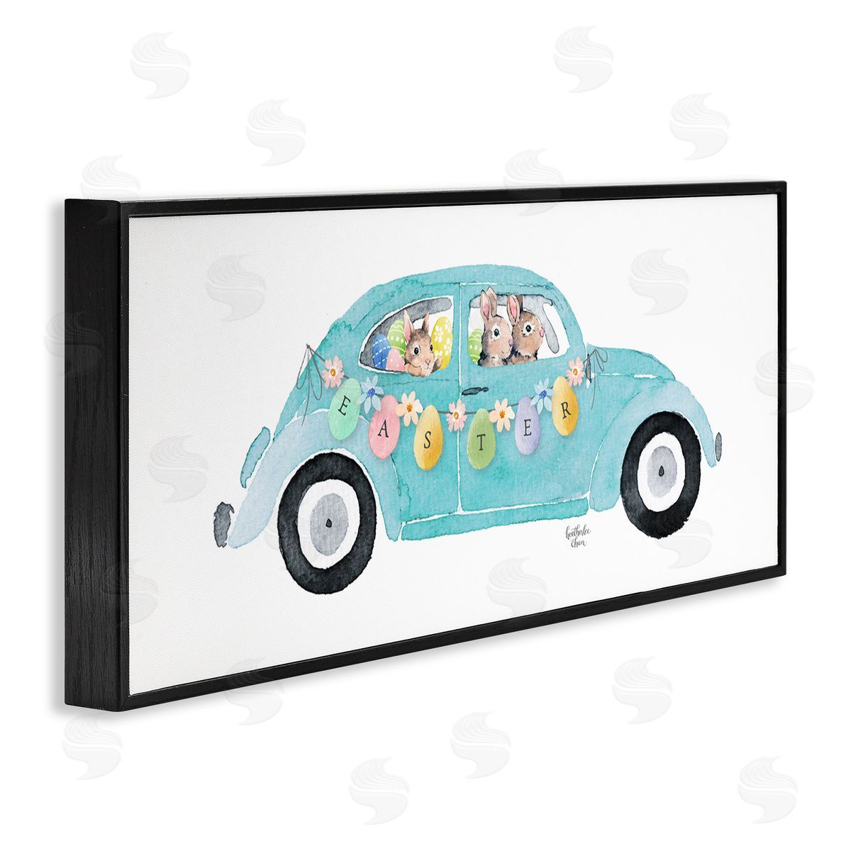 Heather Lee Chan Decorated Easter Car Bunnies Floral Pattern Banner 