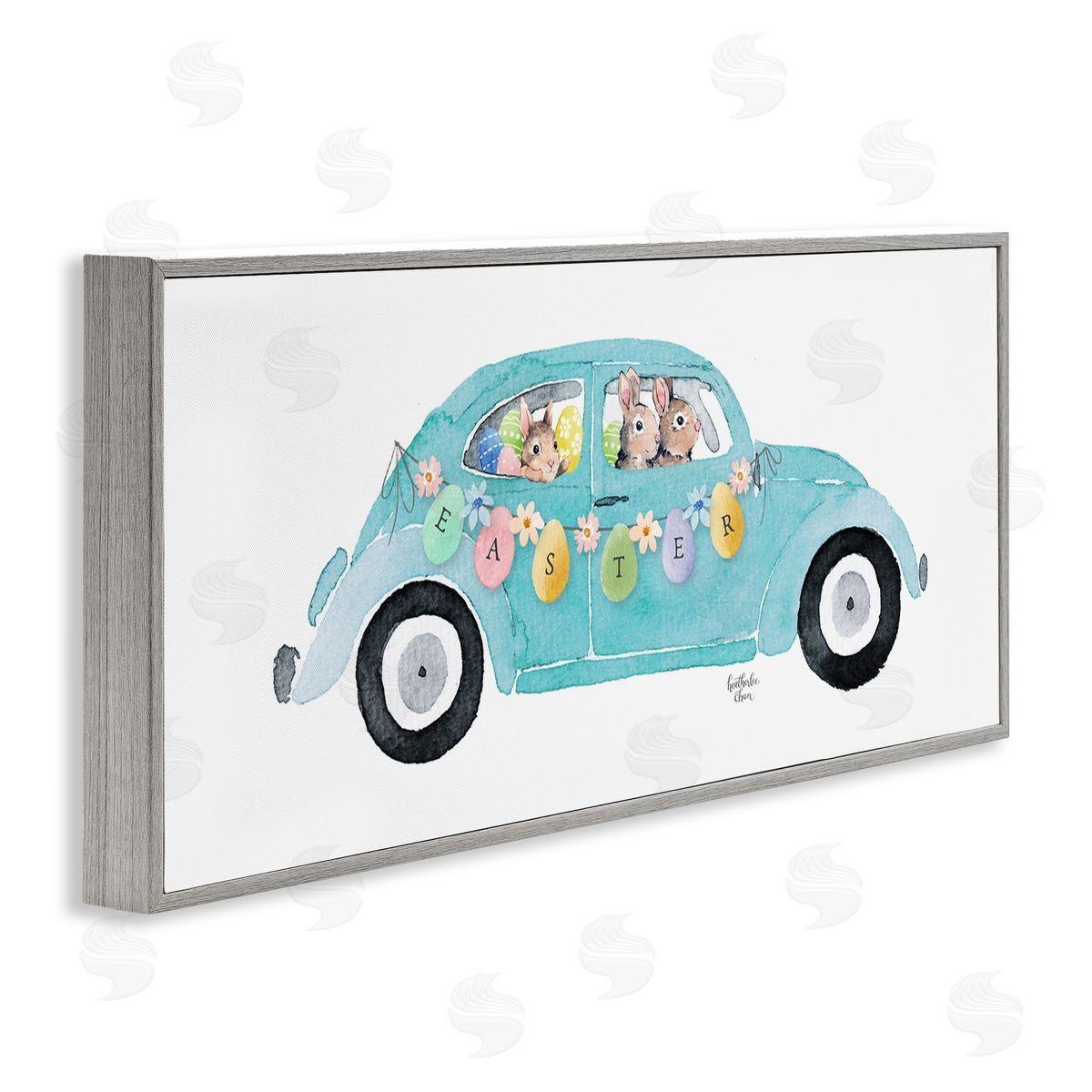 Heather Lee Chan Decorated Easter Car Bunnies Floral Pattern Banner 