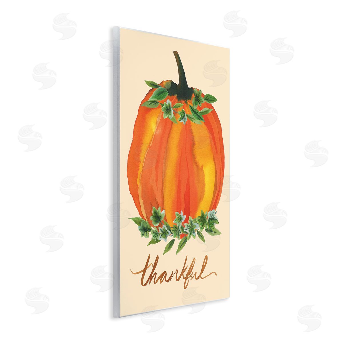 Heather McLaughlin Thankful Orange Pumpkin Leaf Botanicals Autumn Plants Wall Plaque Art Print