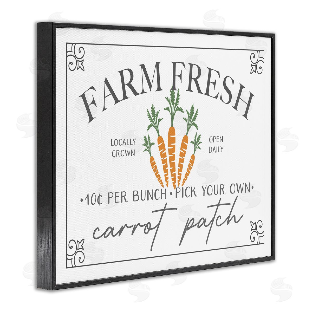 JJ House LLC Farm Fresh Carrot Patch Seasonal Springtime Vegetables Black Framed Giclee Wall Art Print