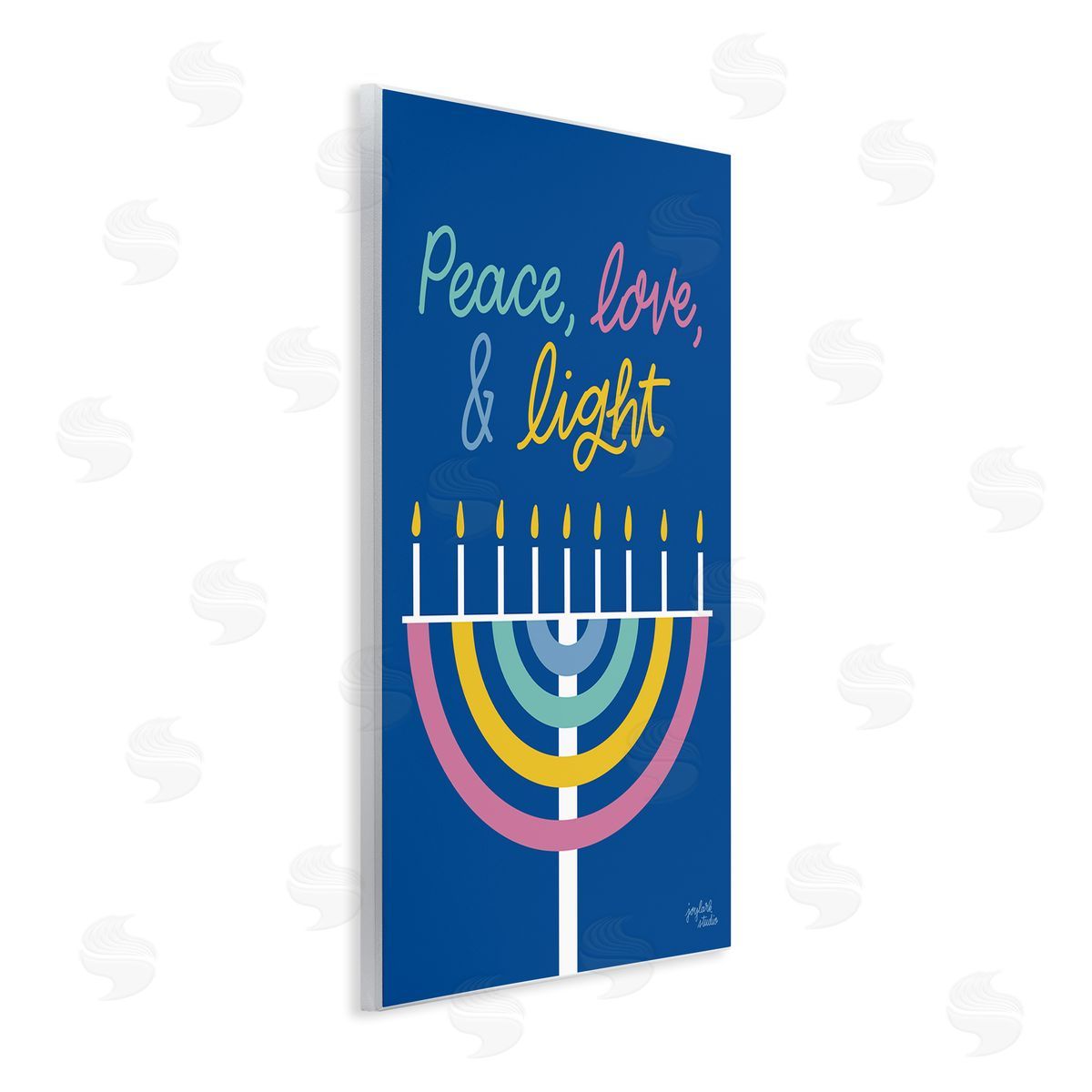 Jess Baskin Peace Love & Light Casual Holiday Hanukkah Menorah  Wall Plaque Art Print