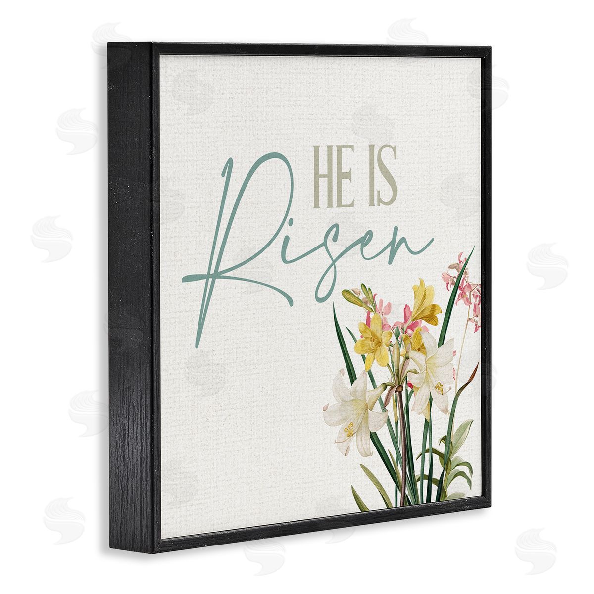 Kim Allen He Is Risen Religious Easter Holiday Flower Blossoms  Black Framed Glicee Wall Art Print
