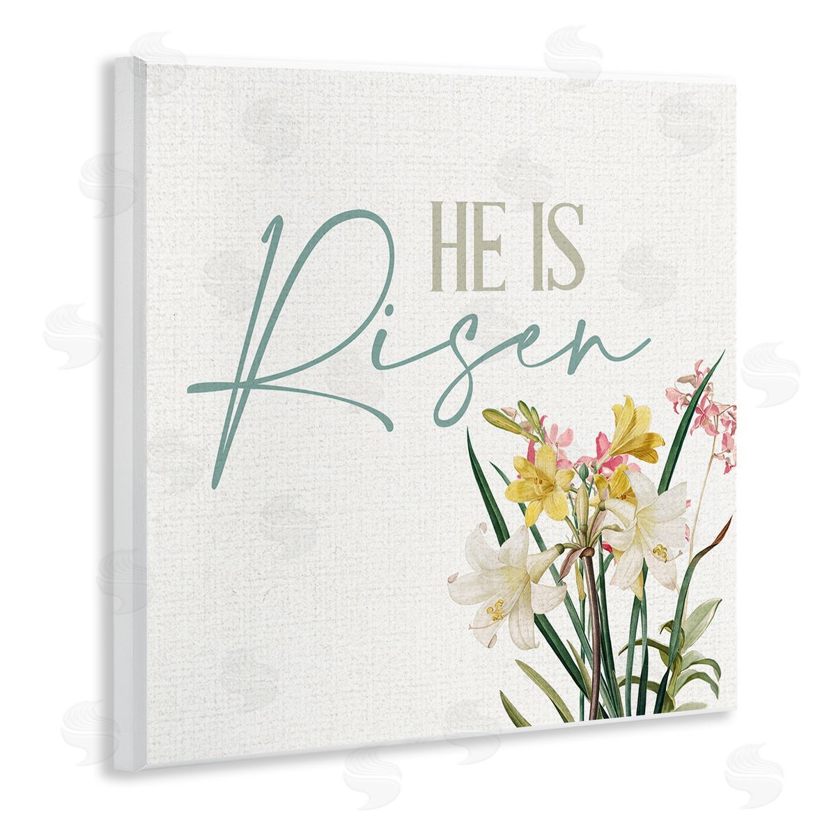 Kim Allen He Is Risen Religious Easter Holiday Flower Blossoms  Wooden Wall Plaque Art Print