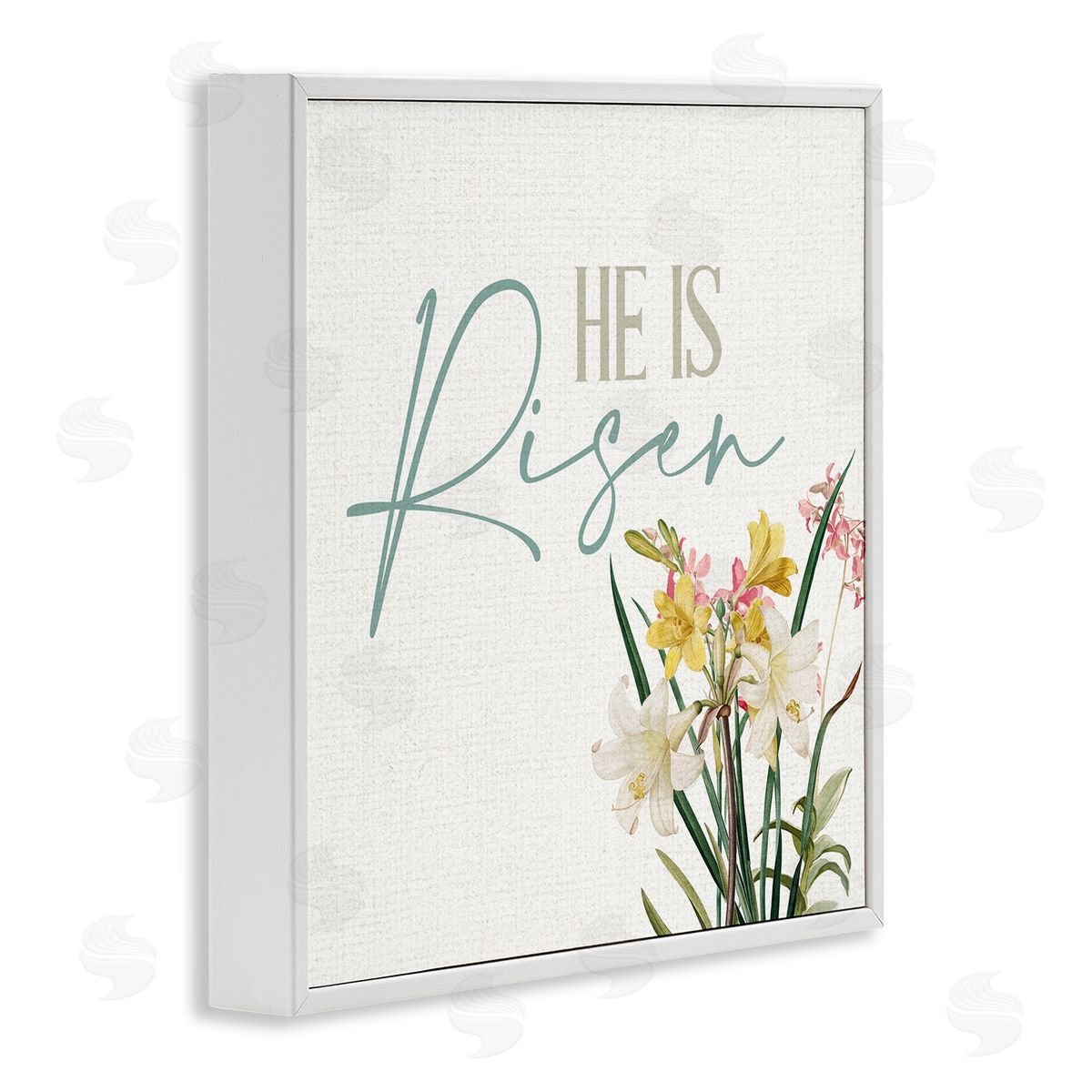 Kim Allen He Is Risen Religious Easter Holiday Flower Blossoms  White Framed Glicee Wall Art Print