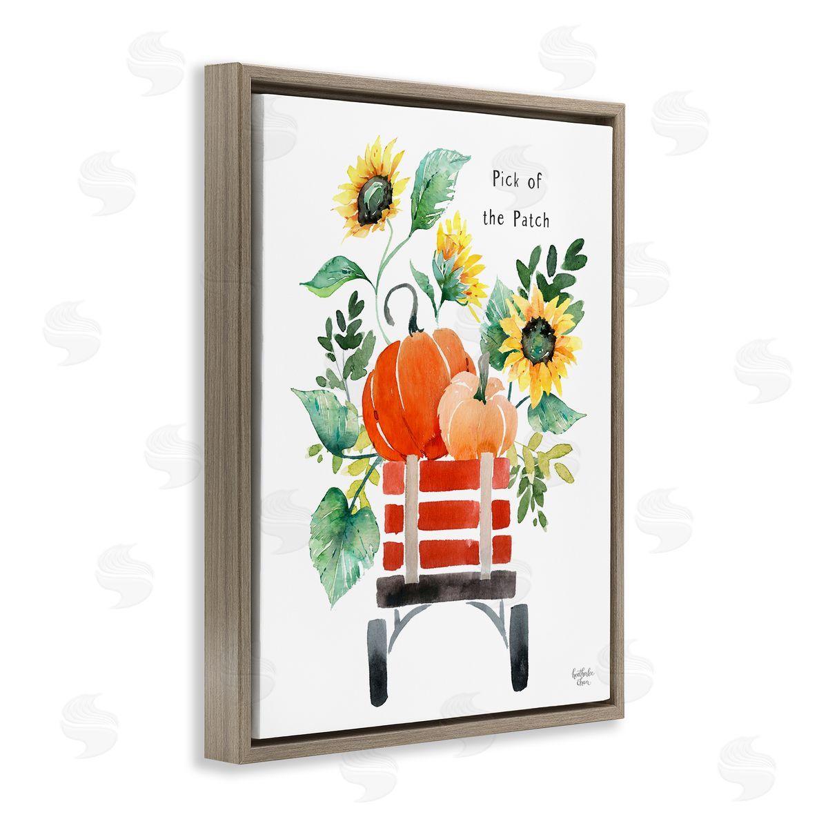 Heather Lee Chan Pick of the Patch Seasonal Autumn Plants Sunflowers Brown Floating Frame Canvas Wall Art Print