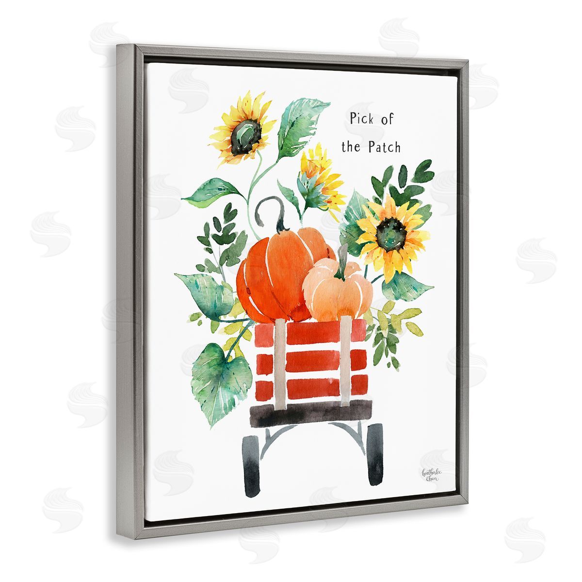 Heather Lee Chan Pick of the Patch Seasonal Autumn Plants Sunflowers Gray Floating Frame Canvas Wall Art Print