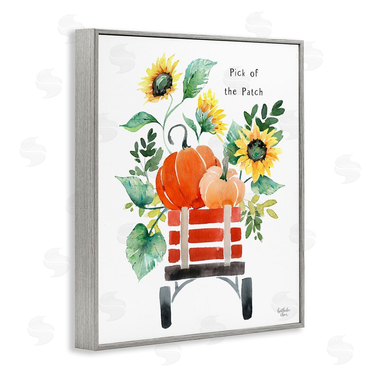 Heather Lee Chan Pick of the Patch Seasonal Autumn Plants Sunflowers Gray Framed Giclee Wall Art Print