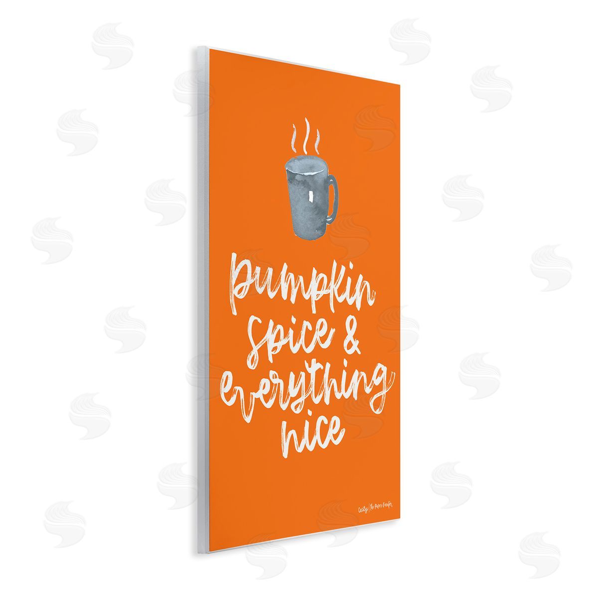 Cecily Moore Pumpkin Spice Steaming Coffee Mug Fall Calligraphy  Wall Plaque Art Print