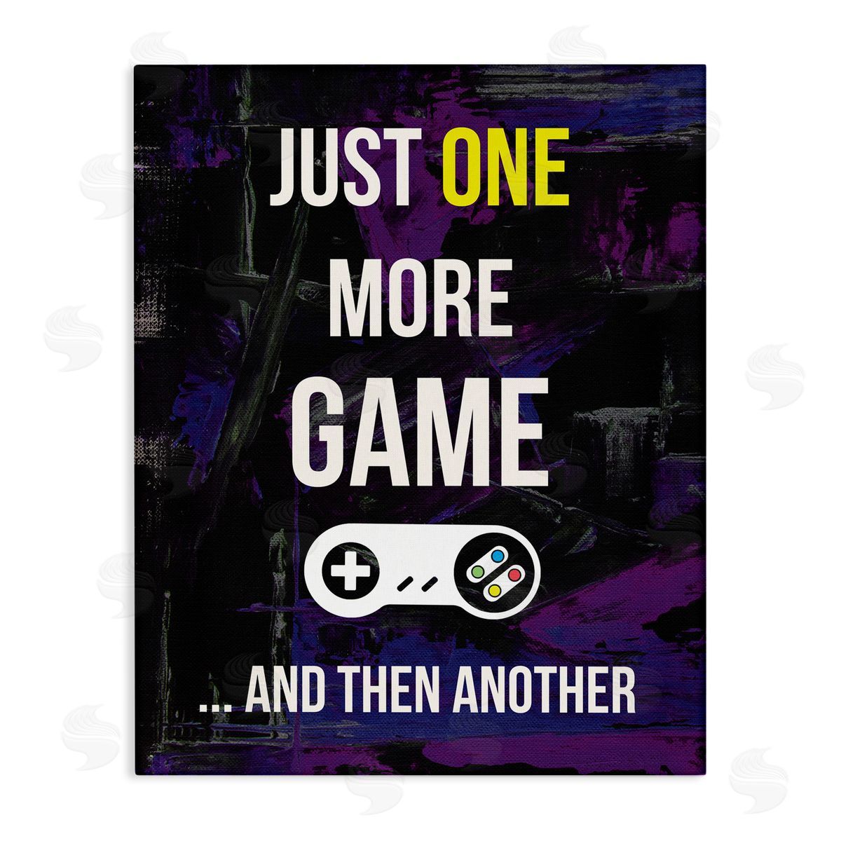 Annie Warren One More Game Video Gamer Controller Text Sign Stretched Canvas Wall Art Print