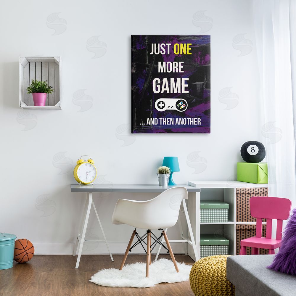 Annie Warren One More Game Video Gamer Controller Text Sign Canvas Wall Art Print in Room
