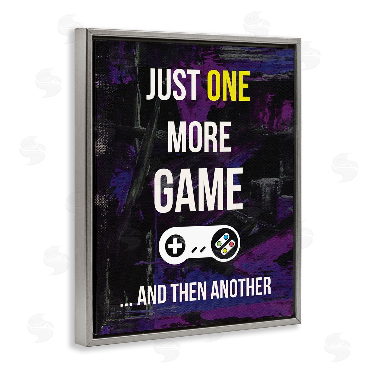 Annie Warren One More Game Video Gamer Controller Text Sign Gray Floating Frame Canvas Wall Art Print