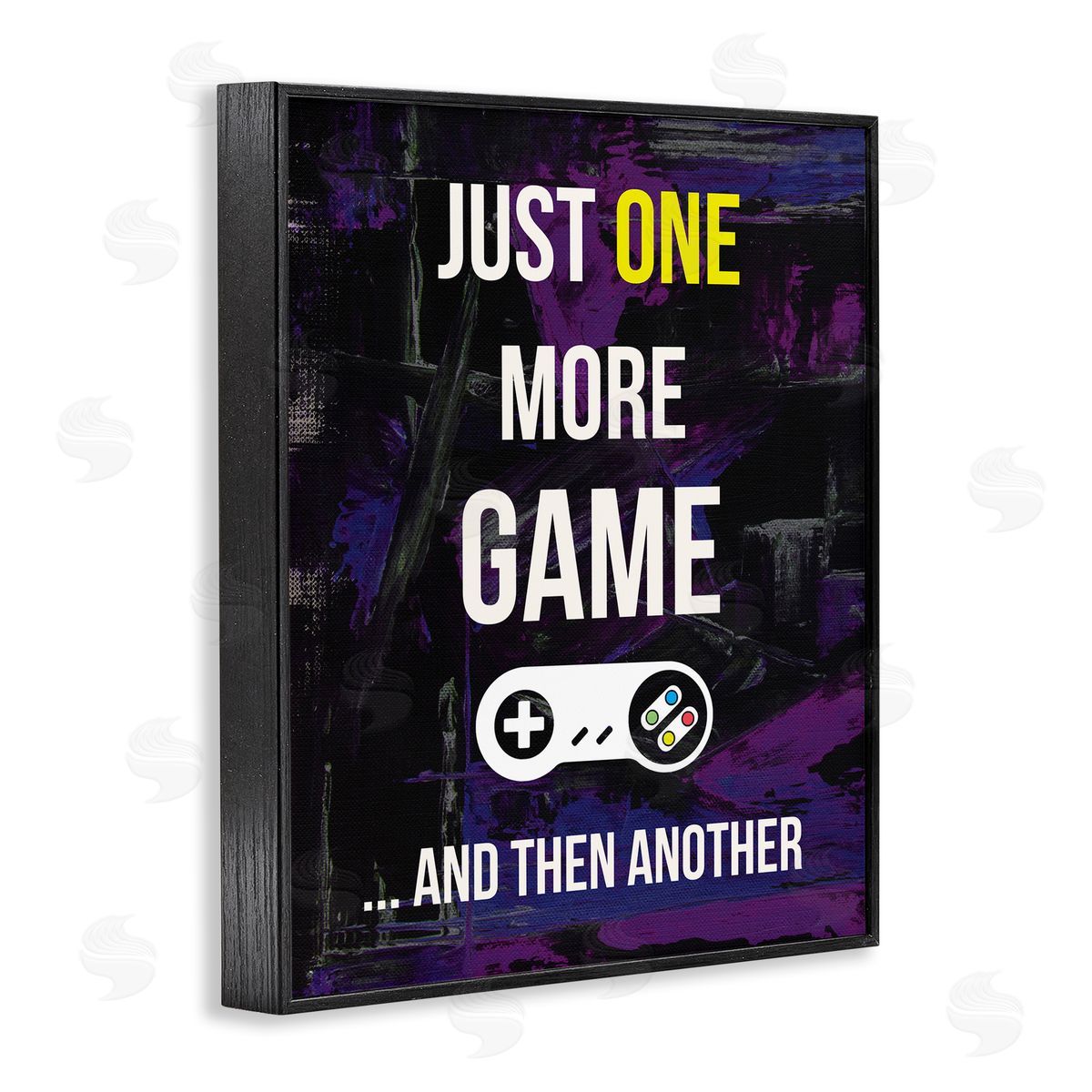 Annie Warren One More Game Video Gamer Controller Text Sign Black Framed Giclee Wall Art Print