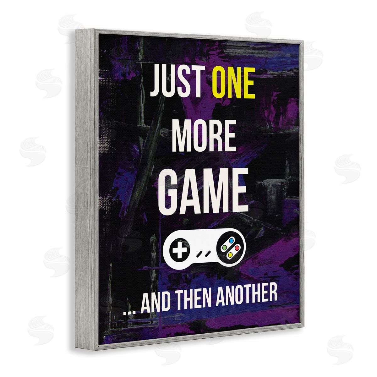 Annie Warren One More Game Video Gamer Controller Text Sign Gray Framed Giclee Wall Art Print