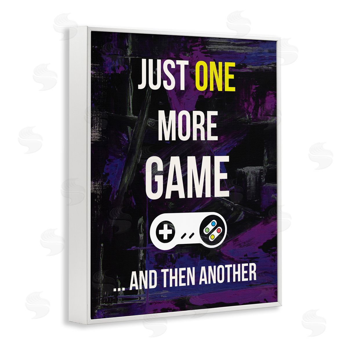 Annie Warren One More Game Video Gamer Controller Text Sign White Framed Giclee Wall Art Print