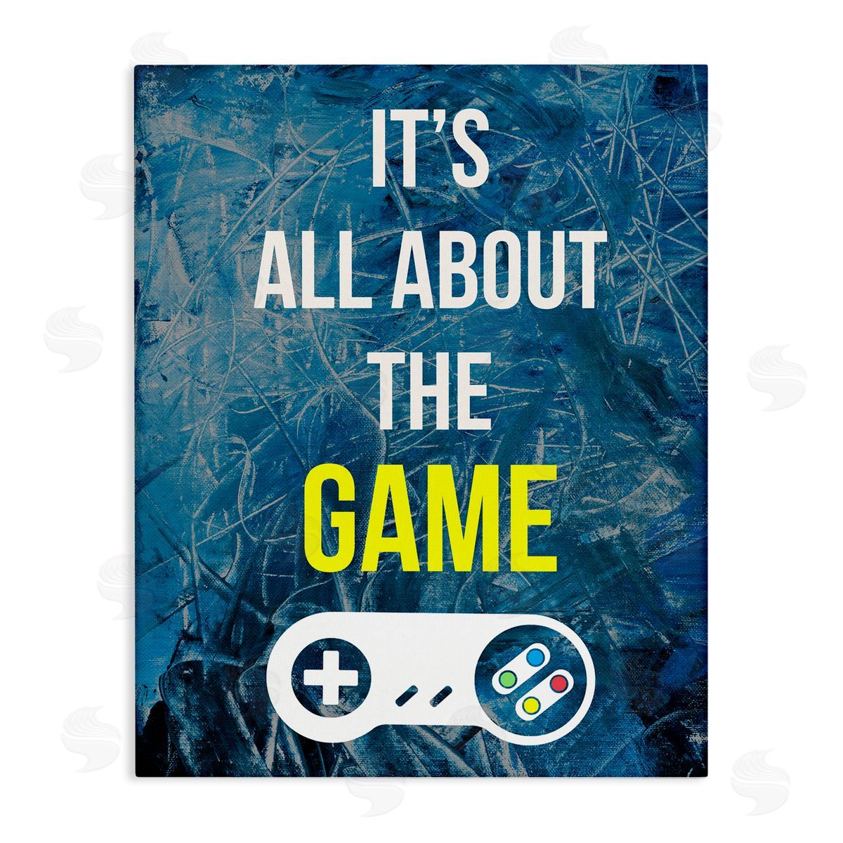 Annie Warren All About The Game Vintage Controller Gamer Sign  Stretched Canvas Wall Art Print
