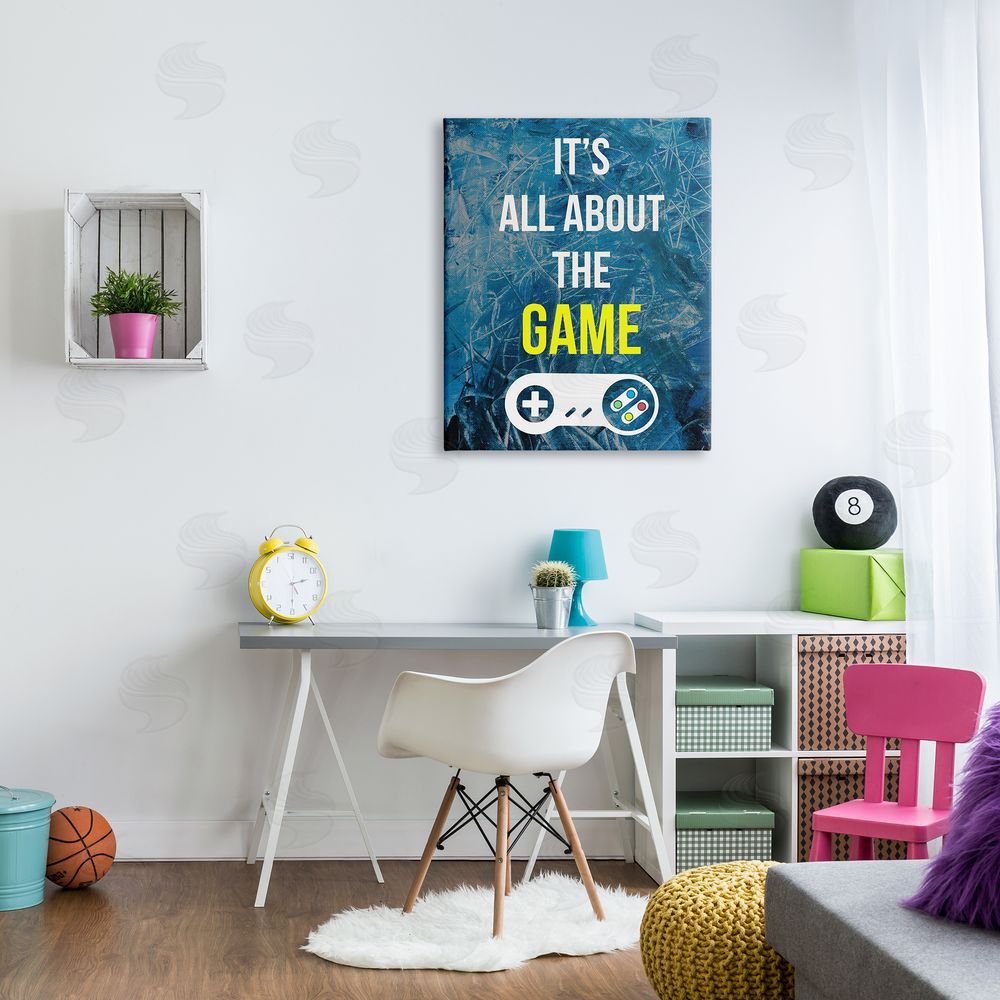 Annie Warren All About The Game Vintage Controller Gamer Sign  Canvas Wall Art Print in Room