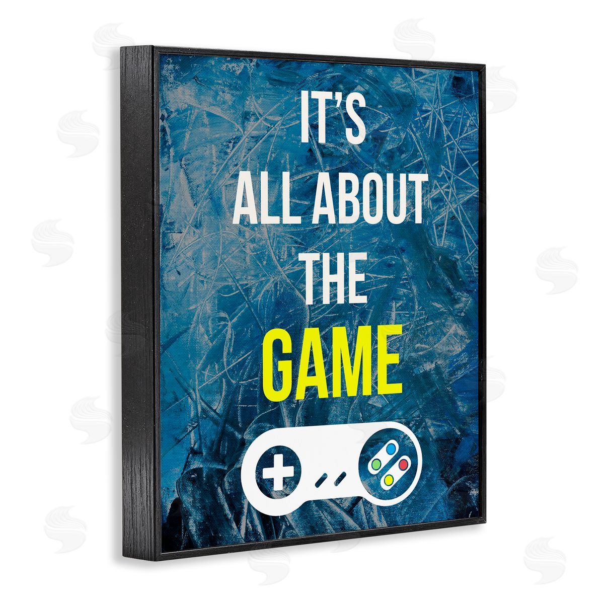 Annie Warren All About The Game Vintage Controller Gamer Sign  Black Framed Giclee Wall Art Print