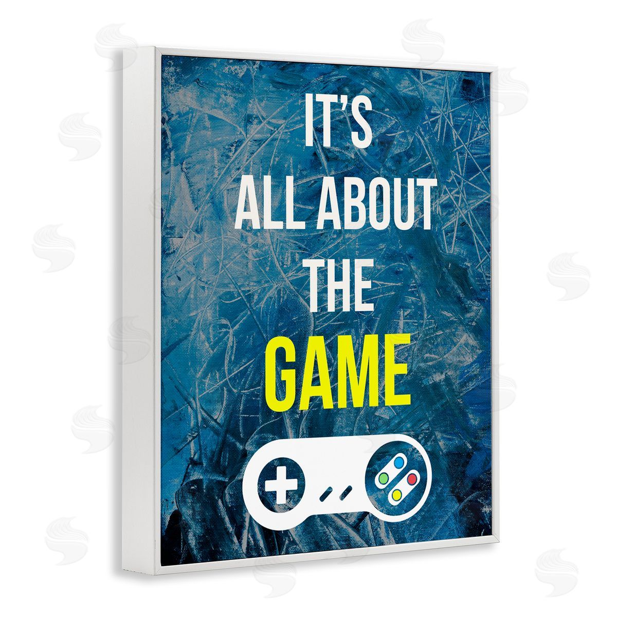 Annie Warren All About The Game Vintage Controller Gamer Sign  White Framed Giclee Wall Art Print