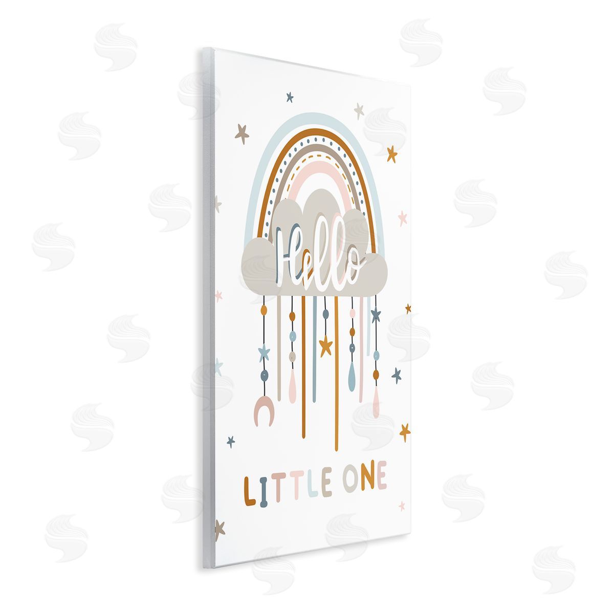 Angela Nickeas Hello Little One Patterned Stars Nursery Rainbow Wall Plaque Art Print