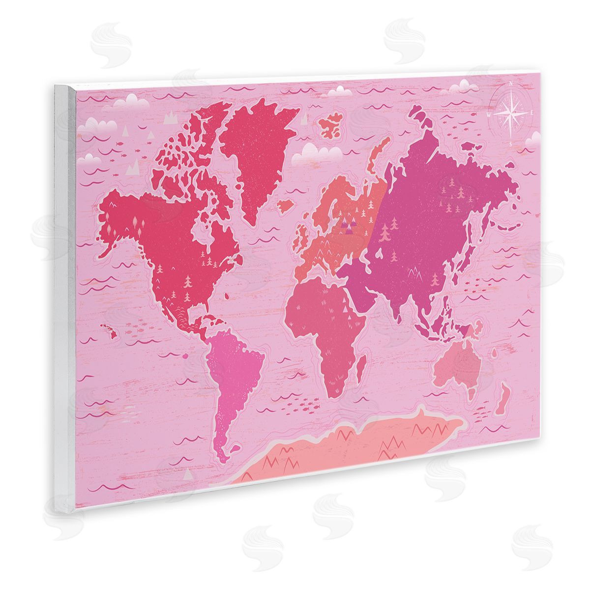 Arrolynn Weiderhold Pink Tones World Map Atlas Countries Education Wall Plaque Art Print